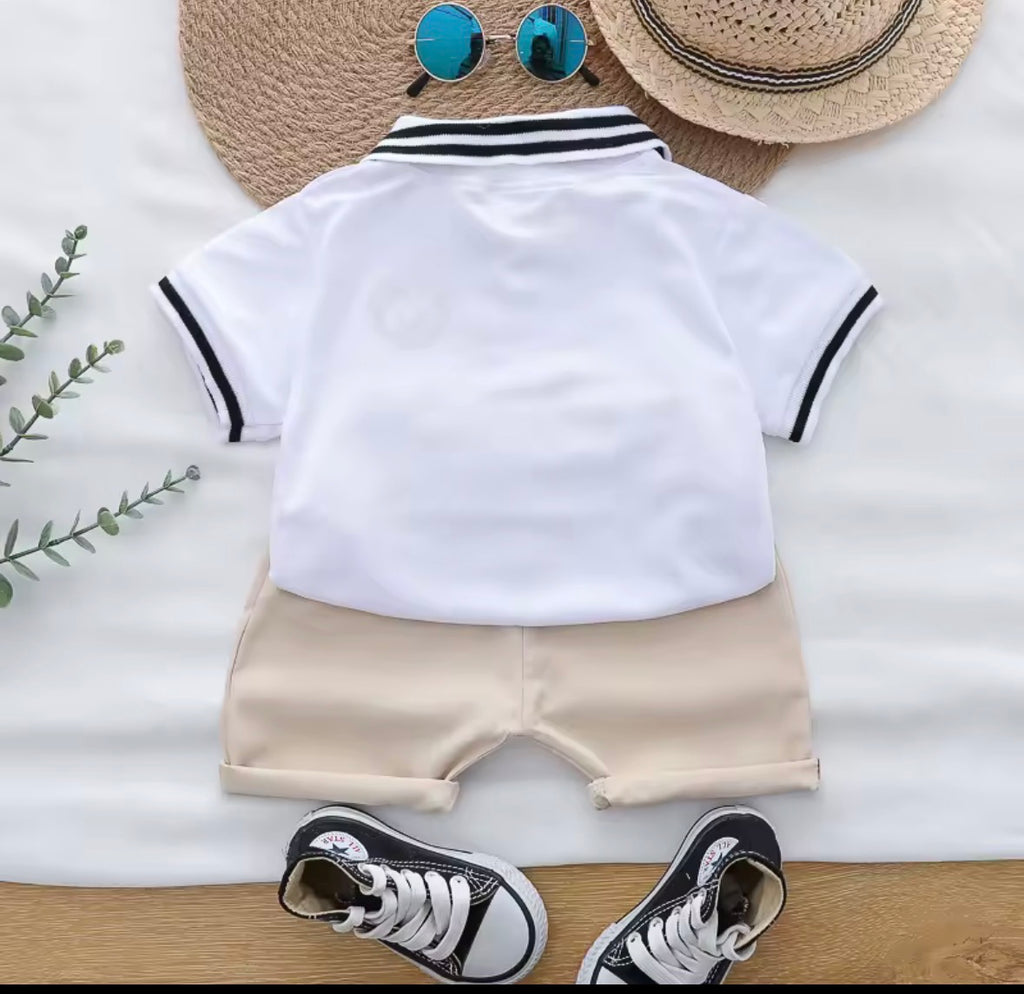 Conjunto Infantil de Verano con Polo y Shorts – Osito Bordado